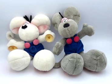 2x Diddl Plüsch Kuscheltiere Depeche - GRAU & WEIß
